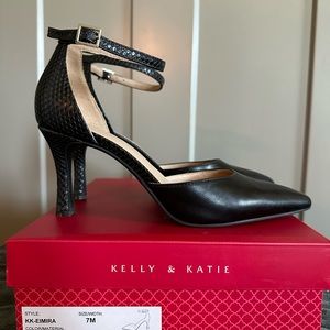 Kelly & Katie black Eimira ankle strap heels